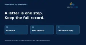 A complete correspondence record includes evidence, request and delivery response