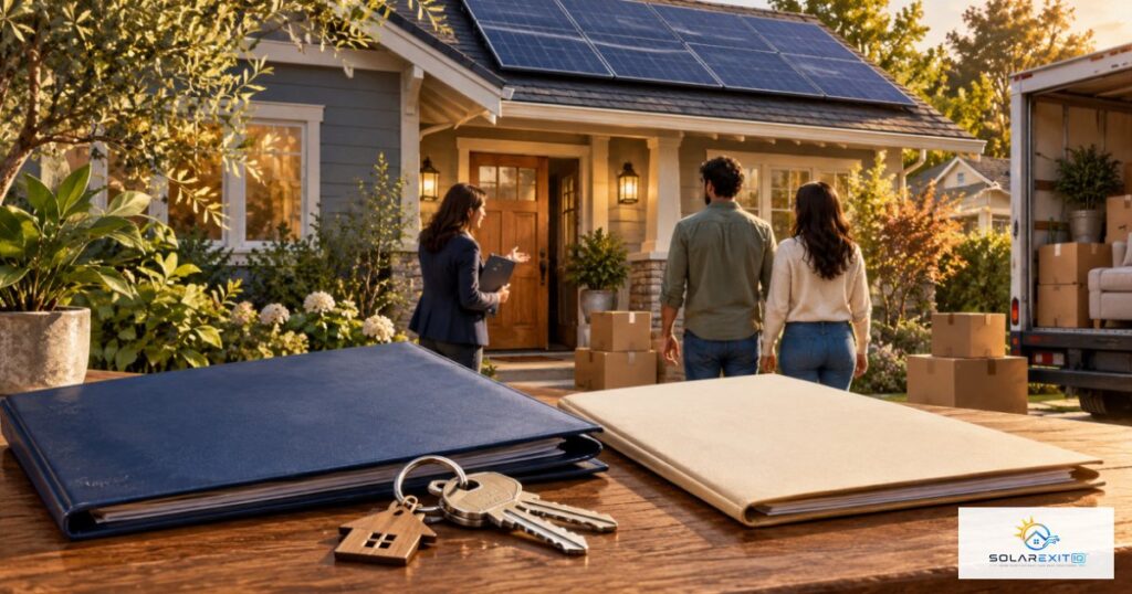 Llaves y documentos para vender una vivienda con paneles solares