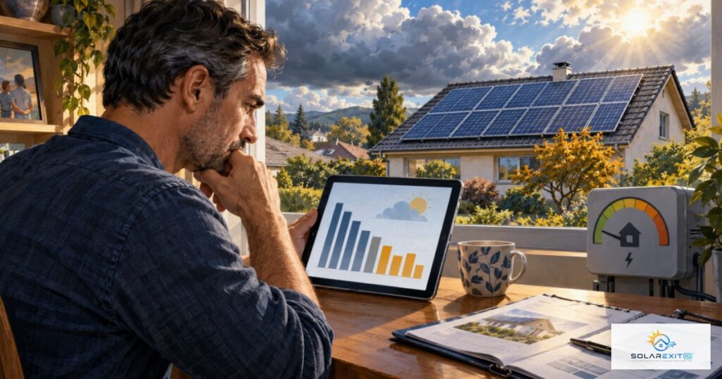 Home solar panels and a system performance monitor