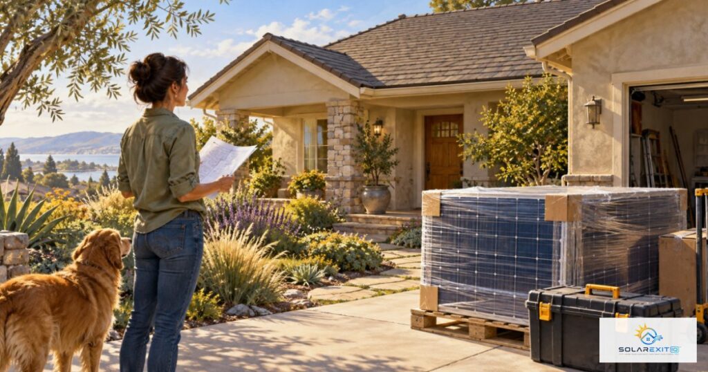 Residential solar installation awaiting completion and connection